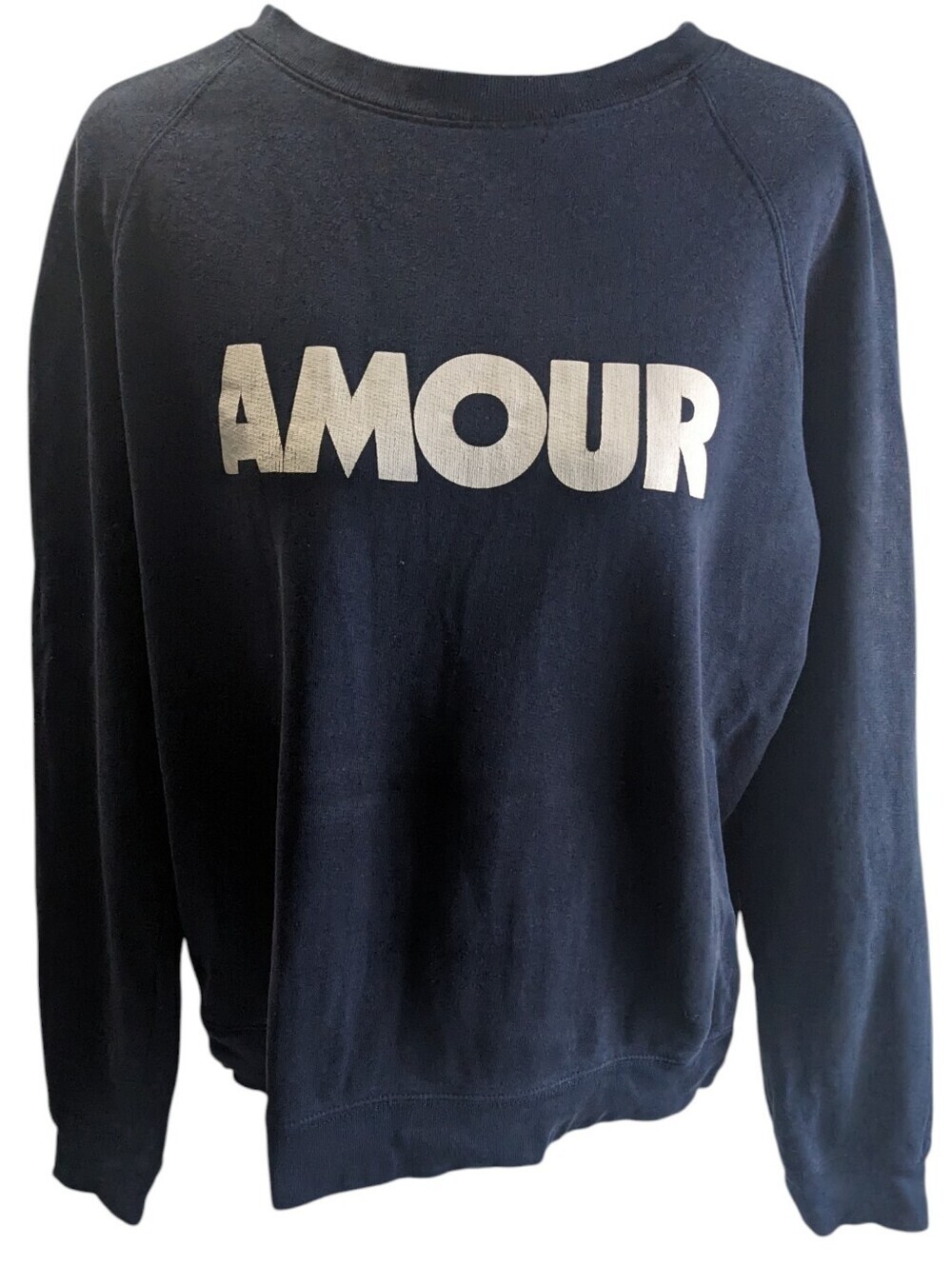 Sezane Women's Navy Blue Amour Crewneck Sweatshirt Size M